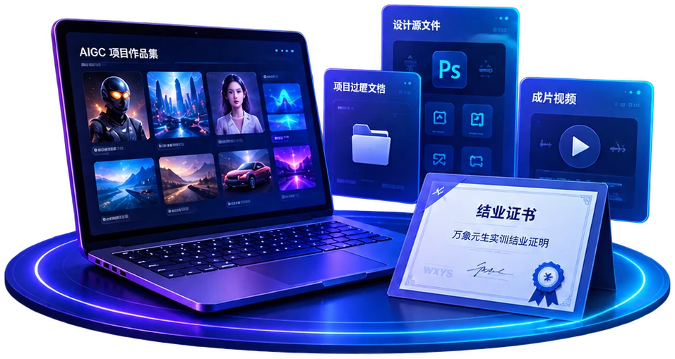 AIGC 项目作品集、设计源文件、项目过程文档、成片视频与结业证书